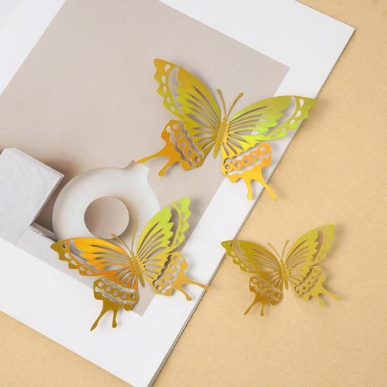 12 Pcs Butterfly Wall Decor 3D Hollow Butterflies Sticker for Birthday Cake Cupcake Toppers Removable DIY Mural Art for Room Office Bedroom