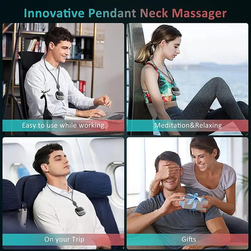 Durable And Safe Rechargeable Cervical Spine Massager Mini Hanging Neck Massager Portable Muscle Stimulator Hot Compress Pulse Neck Massager