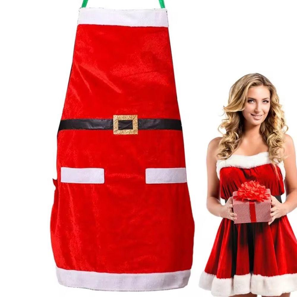 Cartoon Santa Claus Apron Velvet Kitchen Cooking Apron Gift Christmas Aprons  Festive