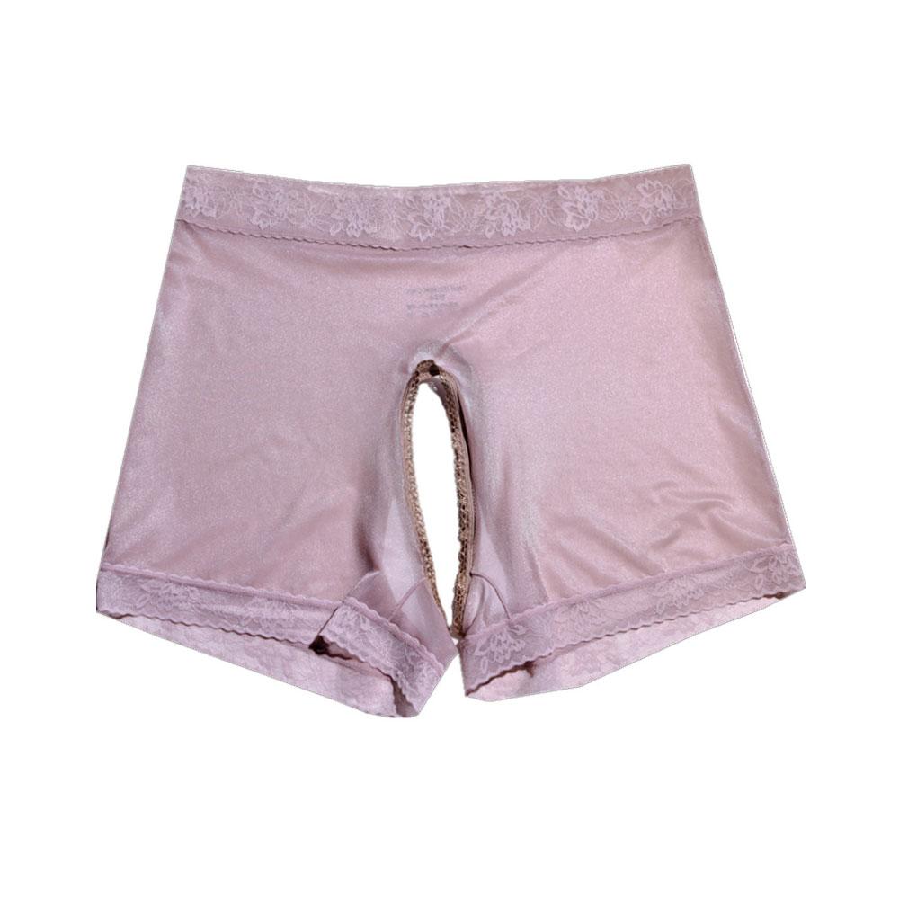 Sexy Women Ice Silk Smooth Shiny Open Crotch Briefs Elastic Sissy Lingerie Thong Breathable Underwear Sheer See Through Briefs