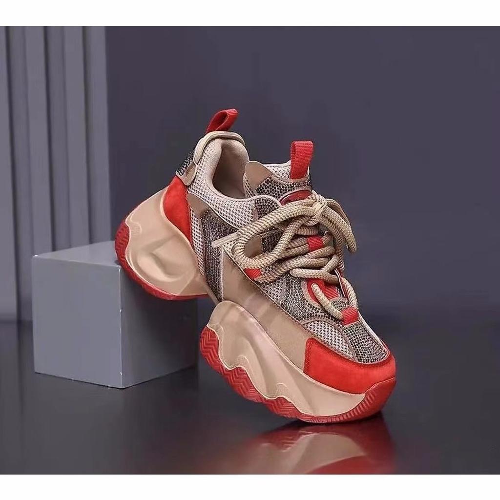 Modne buty sportowe i rekreacyjne na grubej podeszwie, zwiększające wzrost, sznurowane, wszechstronne