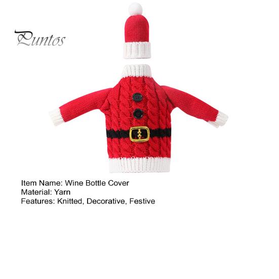 Weihnachts-Weinflaschenhülle, gestrickter Weihnachtsflaschenpullover mit Weihnachtsmannmütze für Wein, Champagner und Bierflaschen, Weihnachtsfeier-Dekoration