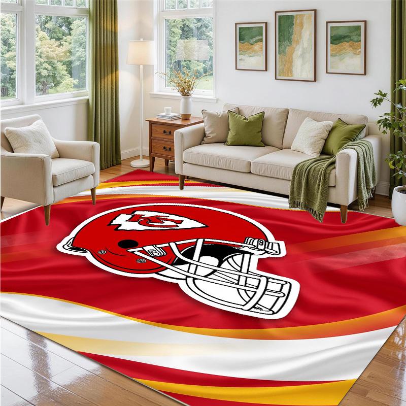 Kansas City Chiefs Design Crystal Velvet Rug Soft Decorative Mat for Bedroom Entrance
