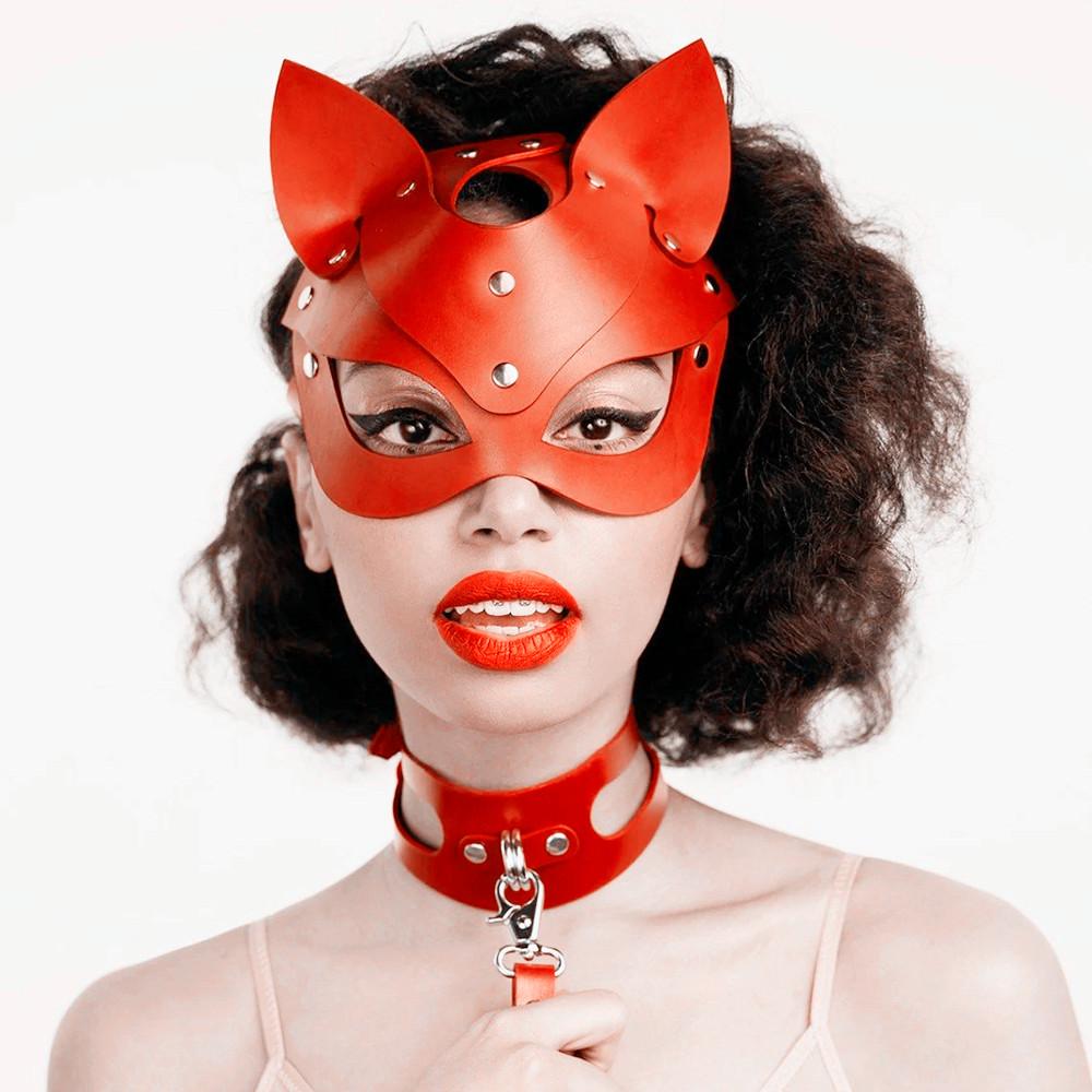 Ladies Leather Cat Mask Cosplay Anime BDSM Halloween Mask Sexy Men Orgy Party Punk Fetish Steampunk Masquerade Carnival