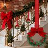 Christmas Mini Wreath Cabinet Window Hanging Decorations with Red Bow and Berry Suitable for Party Home Decoration