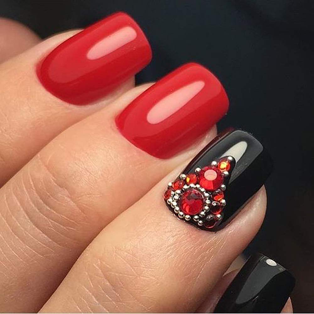 Red Rhinestone Set for Nail Decoration Large Capacity Set for 3D Nail DIY Resin Comes in a Case with and 3000-piece - Art, Nails, Decorations,