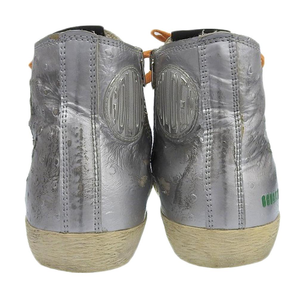 GOLDEN GOOSE Side zip distressed high top sneakers shoes for women, Silver 37 shoes 37 SilverUsed