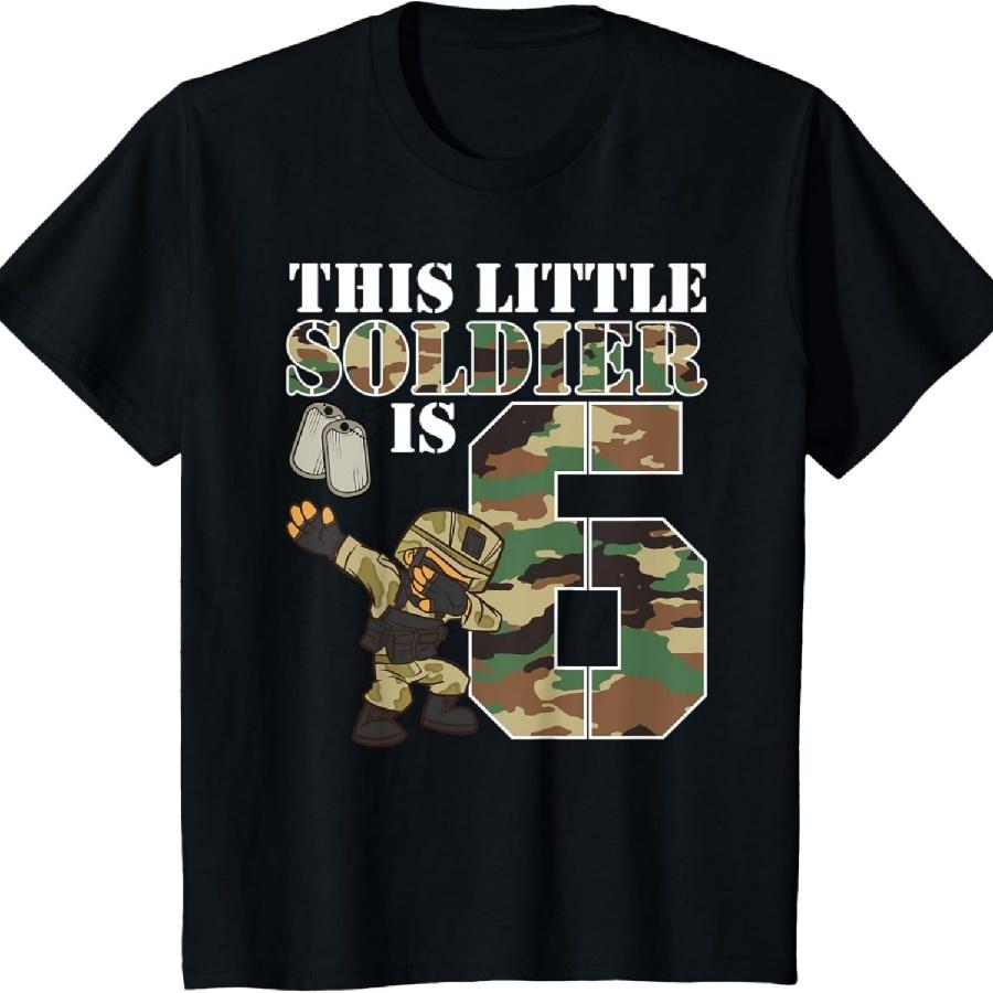 Unisex T-shirt Kids 6 Year Old Boy Military Army 6th Birthday Boy T-Shirt