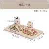 Fukubeya Seto Ware Hina Dolls, Peach Blossom Design, Cat Hina Dolls, with Stand and Screen, Modern and Cute, Perfect for Gifts (Cat)
