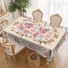 An Elegant White And Pink, White Pearl Luxury Floral Tablecloth With A Beige Background.