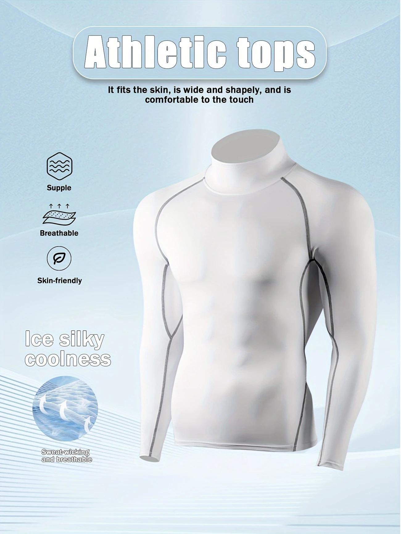 

1 шт. Мужская футболка для бега Быстросохнущая Спортивная футболка для бодибилдинга с длинным рукавом Компрессионный топ Фитнес Тайт Рашгард Футболка для тренажерного зала Мужская S белый