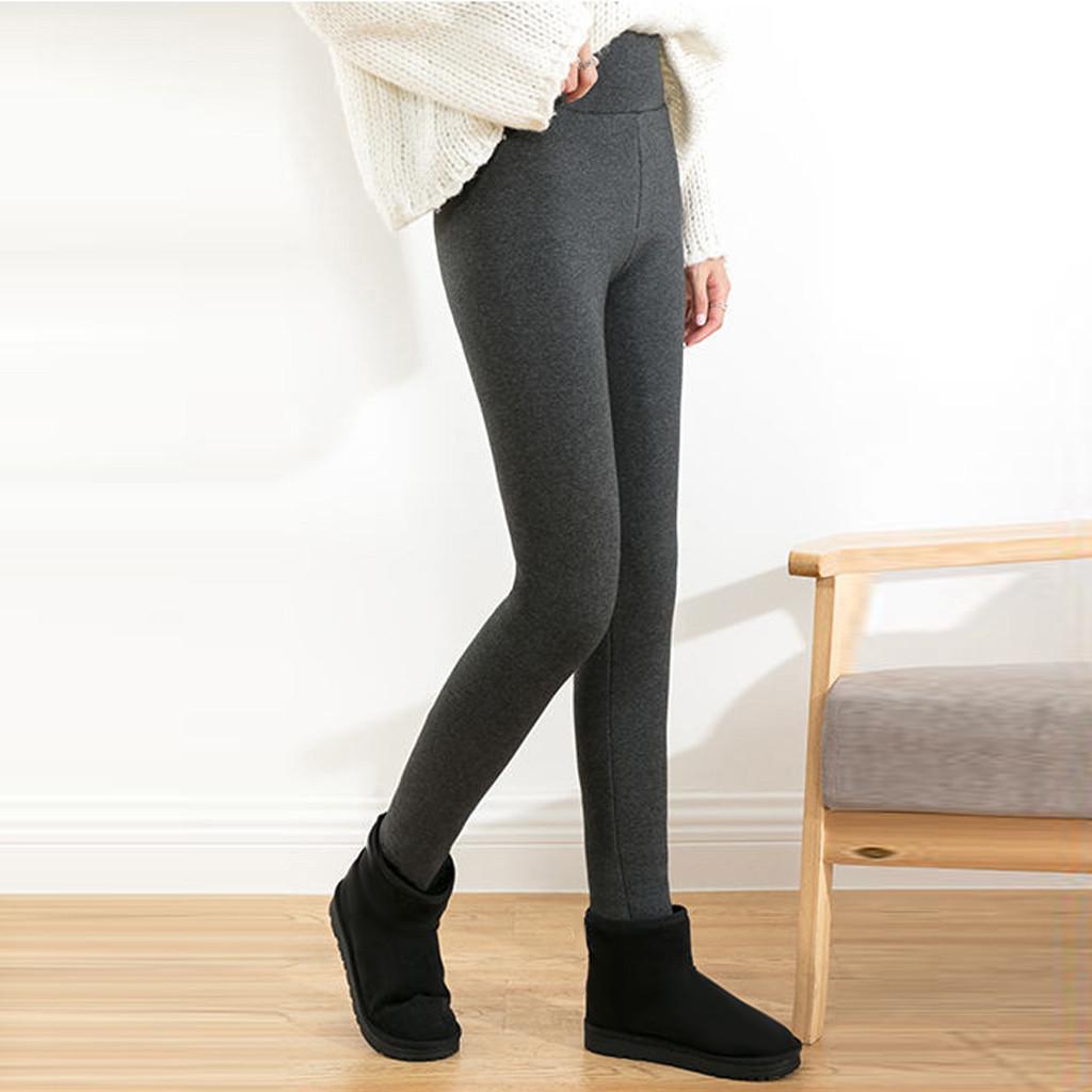 Solid Warm Winter Tight Thick Velvet Wool Women Cashmere Pants Trousers Leggings