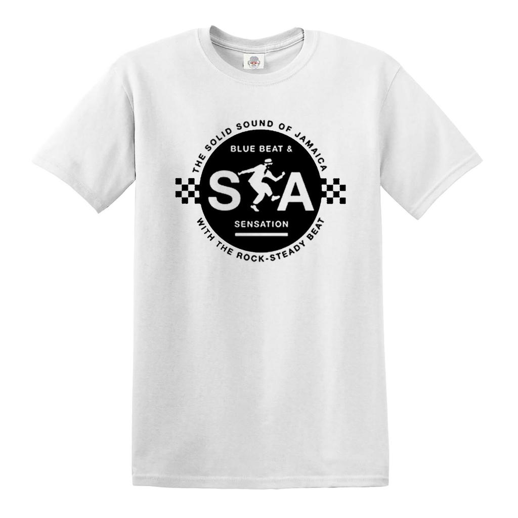 Ska Sensation T-Shirt White Men's 70s 80s Rock Music 2 Tone Reggae Tee Top