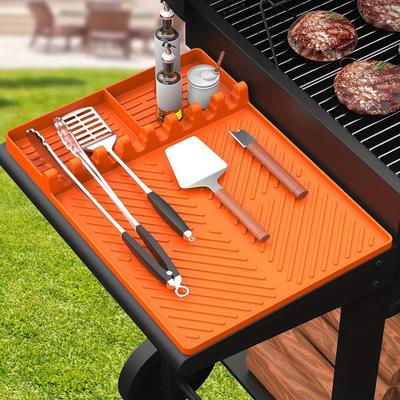 Blackstone Silikon Grillwerkzeugmatte, Grillzubehör Seitenablagematte Grillmatte für Grill, Küche, Theke, Spatel Silikonmatte mit Tropfschale