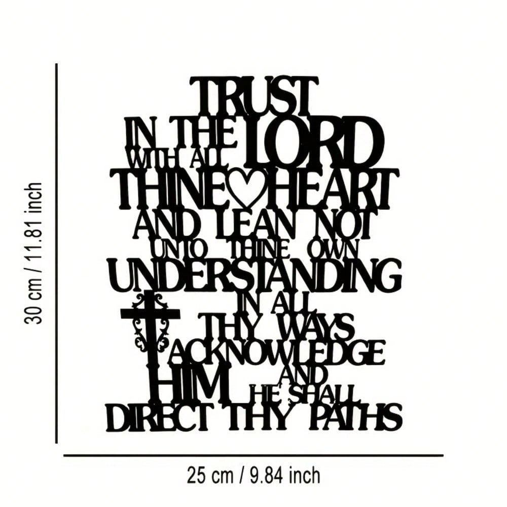 

1pc Trust in the Lord Proverbs Metal Wall Art Sign Elegant Calligraphy Iron Decor Inspirational Home Office Gift різнокольоровий