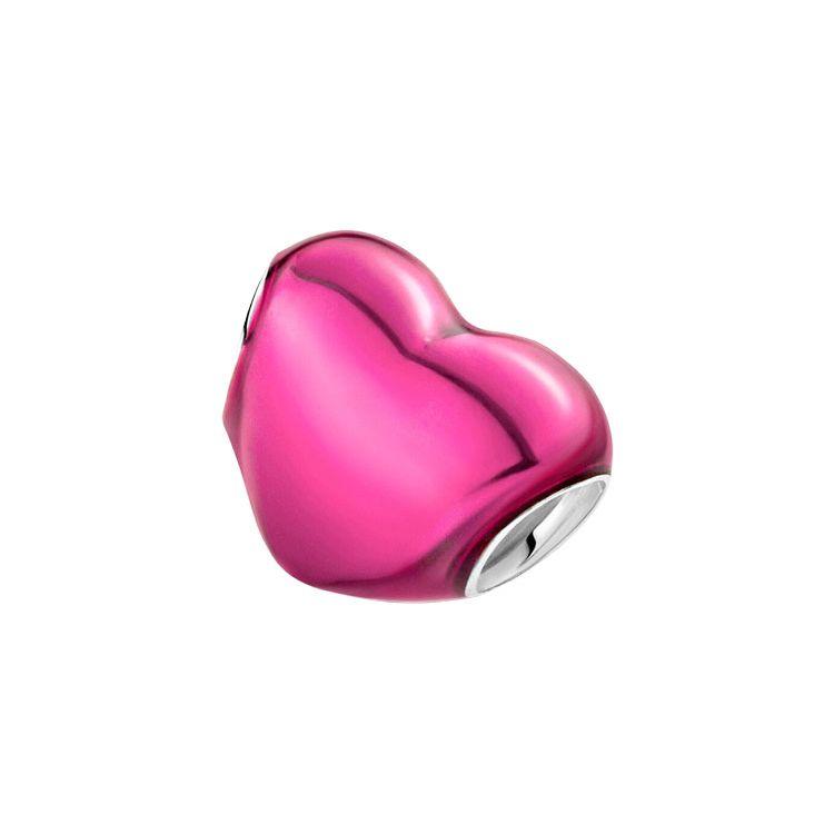 Pandora Metallic Pink Heart Charm Women Jewelry 799291C03