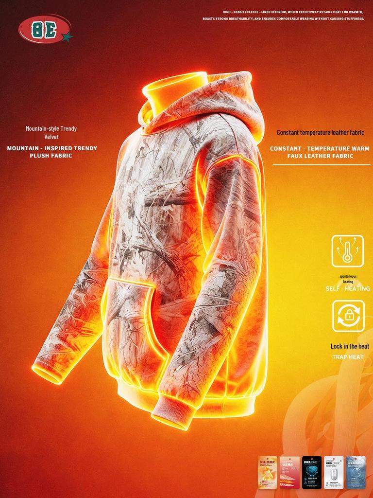 Men's Autumn 2025 Y2K Camouflage Hoodie - American Trendy Desert Tree Branch Design