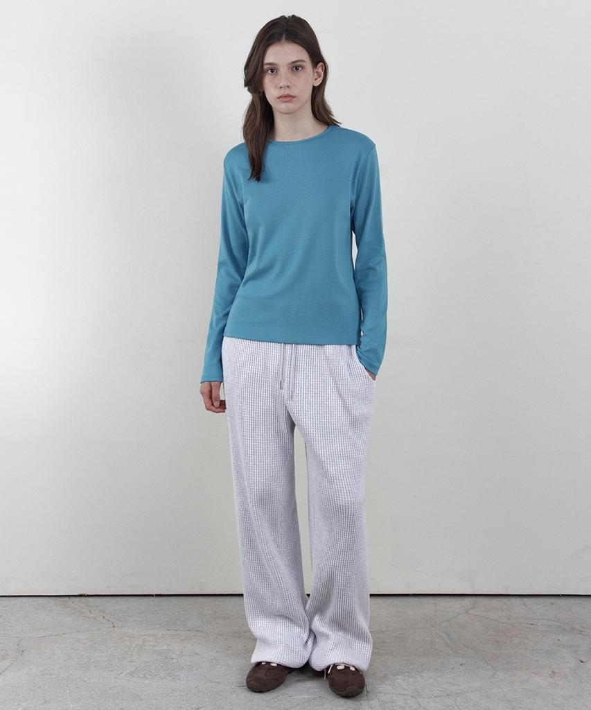 WEDNESDAYOASISFORWOMEN Color Round Long Sleeve T-Shirt_Blue(Wb6Tp47)