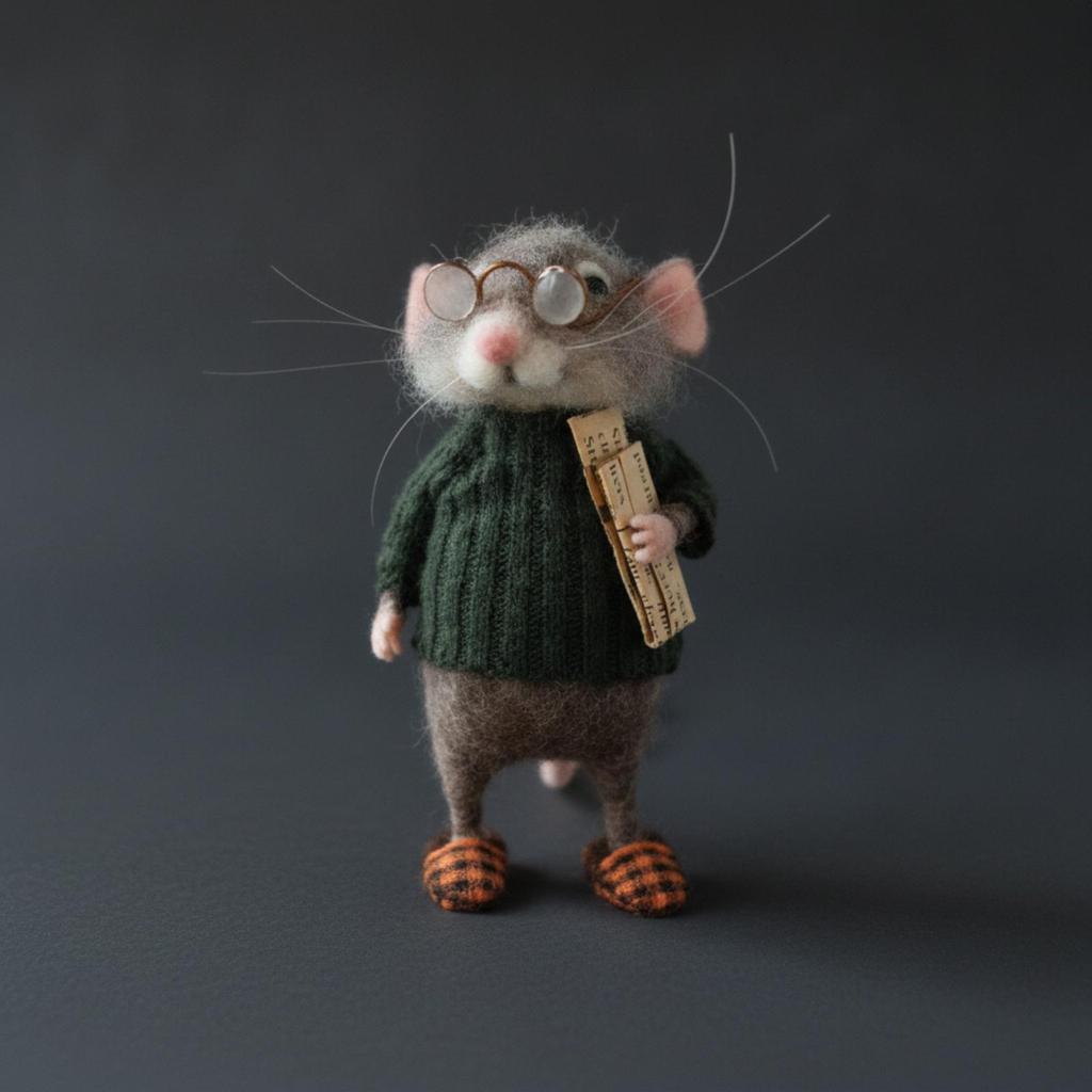 Nadelfilz Handgefilzte Miniatur mit Brille zur Regaldekoration