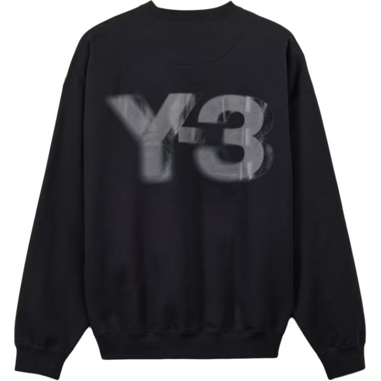 Y-3 Logo Crew Digital Print Design Comfortable Versatile Loose Long Sleeve Sweatshirt Men sweatshirt Black JE9276