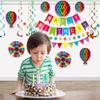 36 Pieces Reusable Birthday Decoration Set - Happy Birthday Banner, Bunting, Beehive Decoration, Ribbons (Confetti Rainbow Party Decoration)