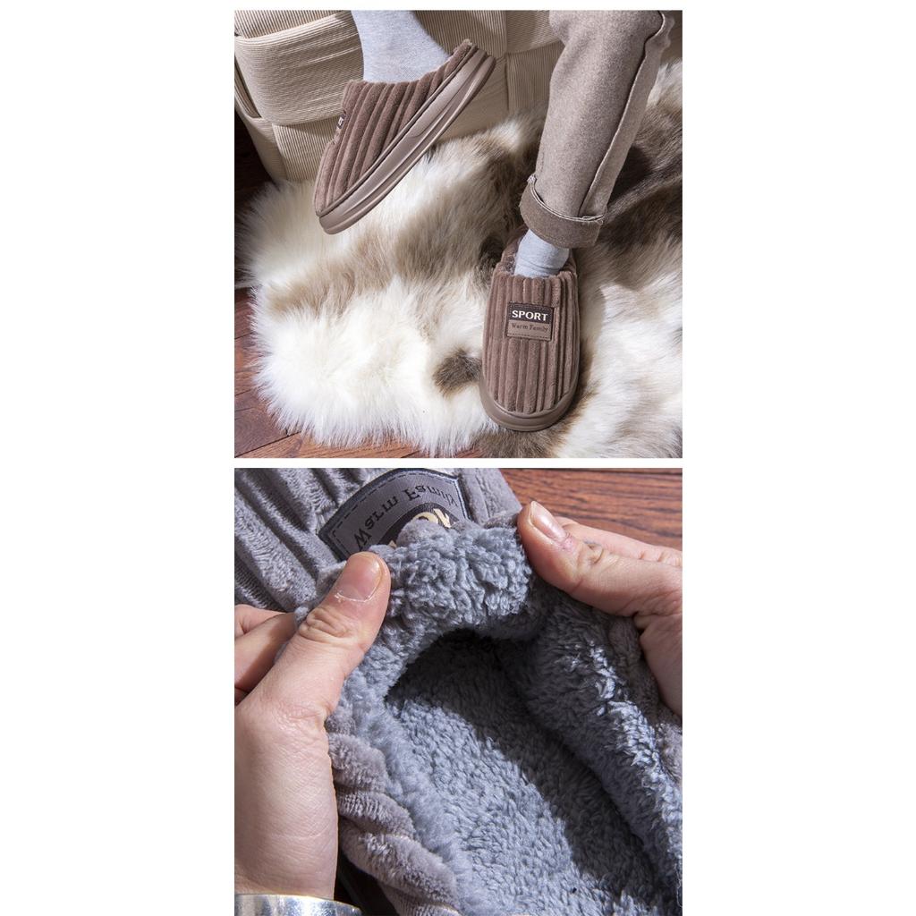 Large Size Cotton Slippers for Men in Autumn and Winter, Indoor Home Anti Slip and Warm Plush Thick Bottom Cotton Slippers for Men