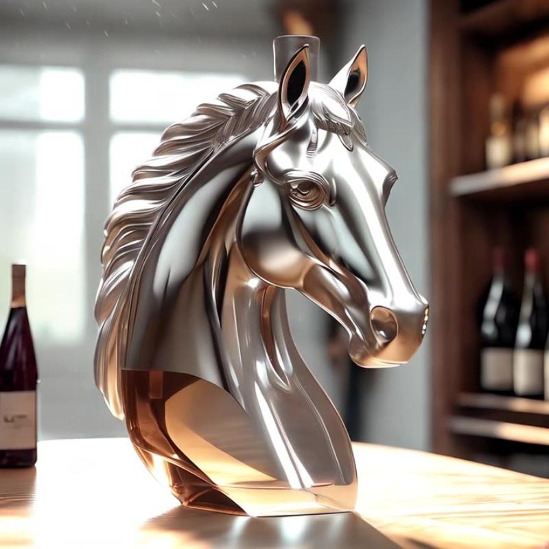 Sticlă de Whiskey Decantor de Sticlă în Formă de Cap de Cal Gravat Pentru Whiskey Bourbon Brandy Sticlă Unică de Lichior Cadou Pentru Iubitorii de Whiskey