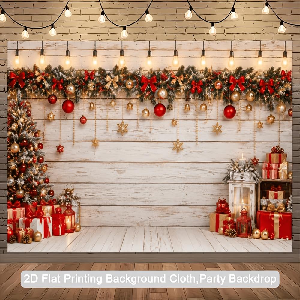 One 2D flat Christmas-themed banner background featuring distressed light wood color.zyc