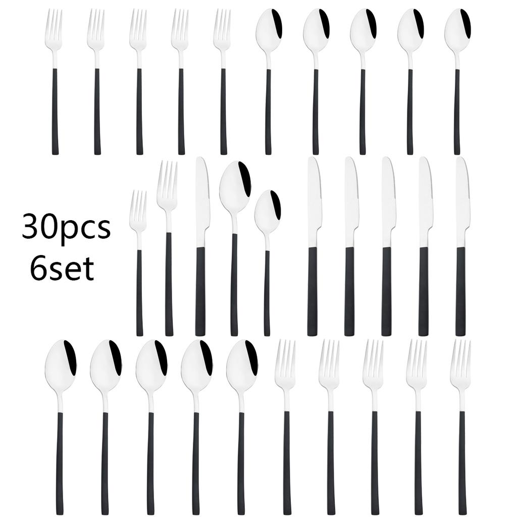 30pcs White Gold Cutlery Set Stainless Steel Dinnerware Set Knife Fork Spoon Tableware Set Western Dessert Fork Spoon Flatware