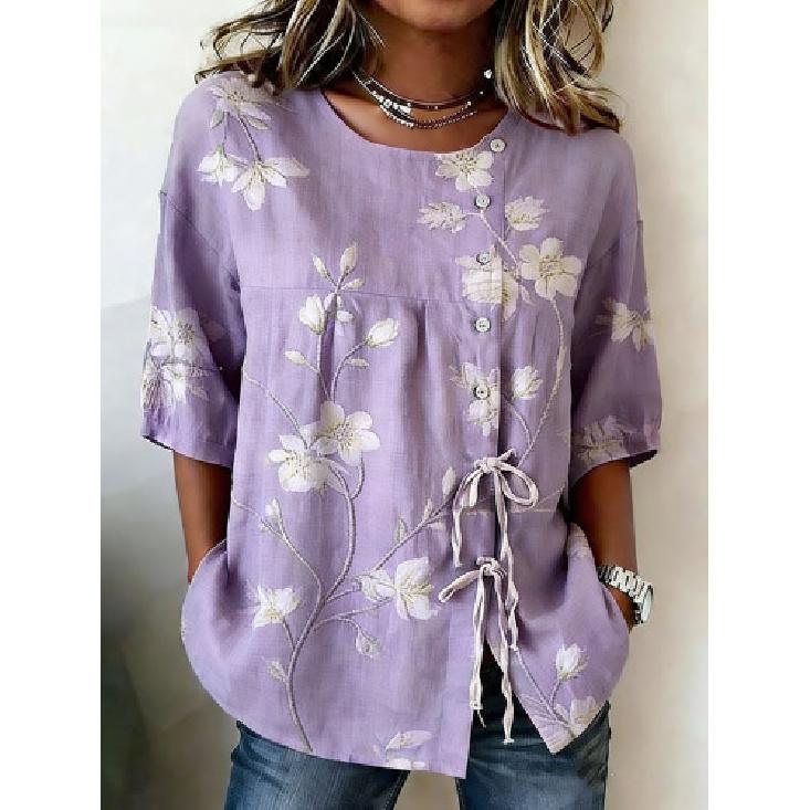 High-end long-sleeve printed shirt, long-sleeve women's shirt, long-sleeve shirt with ties, women's shirt
