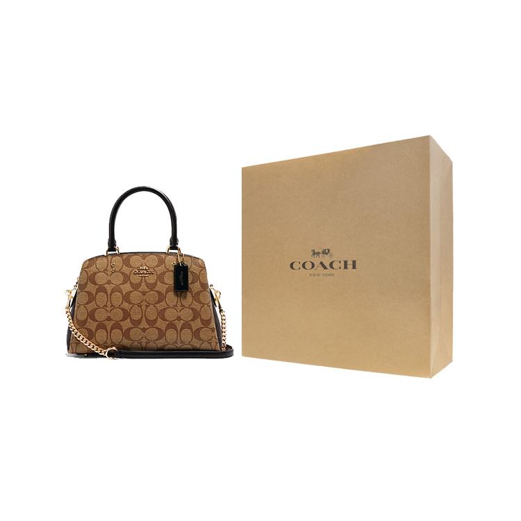 New COACH Lillie Coated Canvas With Leather Shoulder Bag Crossbody Bag Handbag Medium Size Women's Khaki Monogram C1786-IMNOX