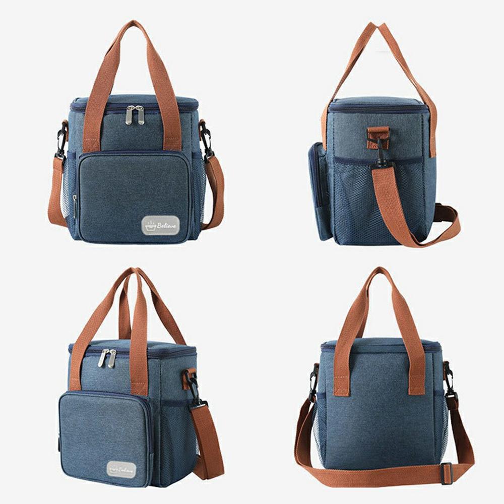 Waterproof Oxford Cloth Insulated Lunch Bag Thermal Food Carrier Crossbody Tote for Work/Picnic
