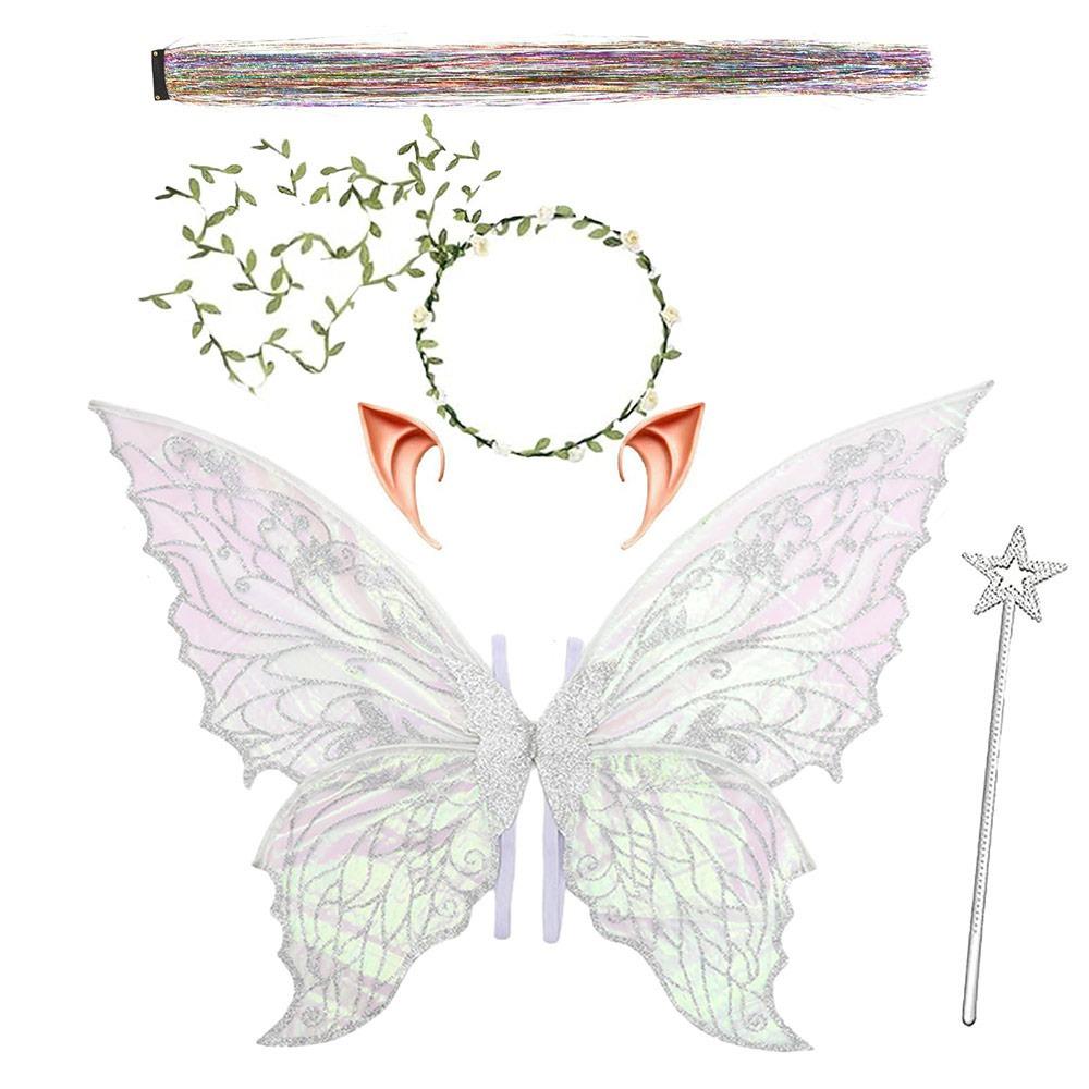 

Cute Adults & Girls Fairy Wings Sparkling Organza Angel Wings Wings for Halloween, Cosplay, Party срібний