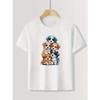 Kids Crewneck T-Shirt, Cute Puppies Graphic Soft Stretchy Short Sleeve Casual Tee Spring Summer