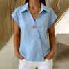 Women V Neck Button Down Shirt Short Sleeve Casual Blouse Lightweight Relaxed Fit Summer Top