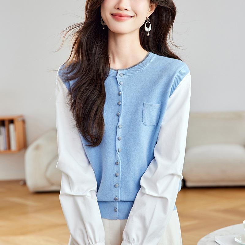 

Женский свитер-двойка с длинными рукавами, тонкий топ для весны и лета, кардиган One size