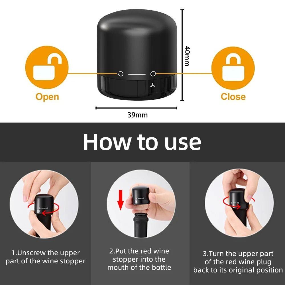 

Reusable Wine Bottle Stopper Wine Savers Rotating Locking Style Vacuum Pump Corks Bar Tool Graduated Vacuum Sealed Stopper