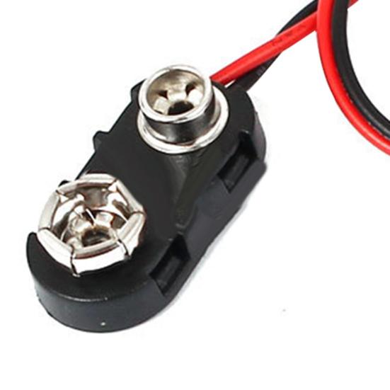 15cm Double Wires Lead Press Buckle I Type 9V Battery Clip Connector Plug Holder