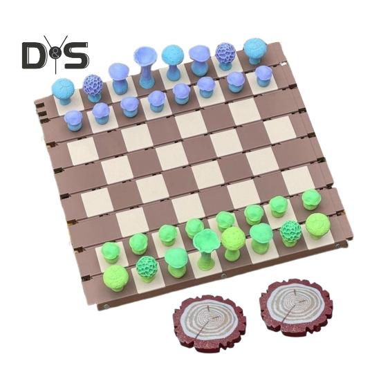 1 Set magnetisches Waldpilz-Schachspiel mit aufrollbarem Schachbrett, tragbares Reise-Schachbrettspiel für Kinder und Erwachsene