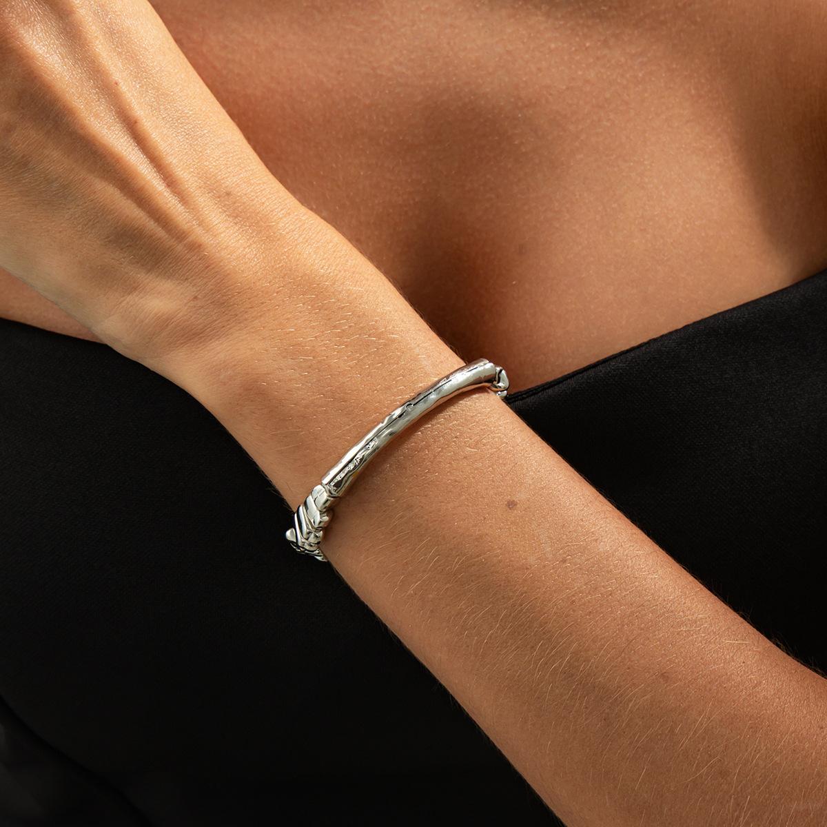 Design Sense Irregular Broken Silver Ccb Beaded Necklace Female, Personalized Metal Elbow Clavicle Lazy Necklace Ornament