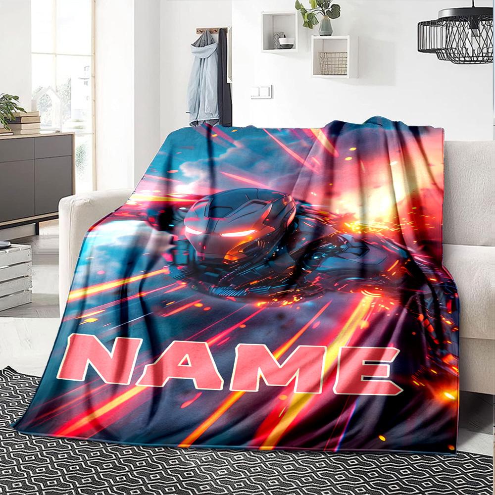 Iron Man In Action With Glowing Repulsors And A Futuristic Background Throw Customizable Blanket Customize Text Warmthful Decor For Sofa Couch Office