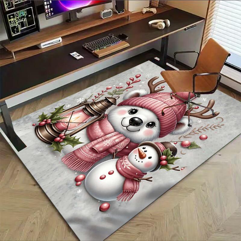 1PC Polar Bear, Snowman Extra Large Non Slip Floor Carpet, Office, Family, Studio   Large Area Rug Indoor Rugs, Bold Statement Piece