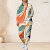 Women Plus Size Printed Nurse Scrub Set V Neck Long Sleeve Pocket Top And Long Pants