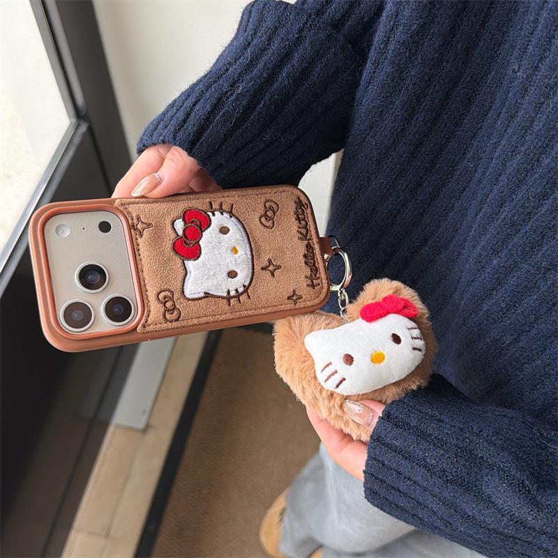 Niche Embroidered Denim Hello Kitty iPhone Case for 16 Pro Max/15/14 - New Women's Edition
