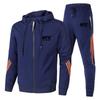 Men's Trendy Autumn Zip-Up Hooded Sweatshirt with Three Stripes Print