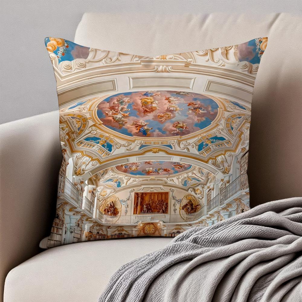 Classical AAbbey Of SSaint Gall Cushion Cover Pillowcase Antidustmite Invisible Zipper Short Plush Sofa Cushion