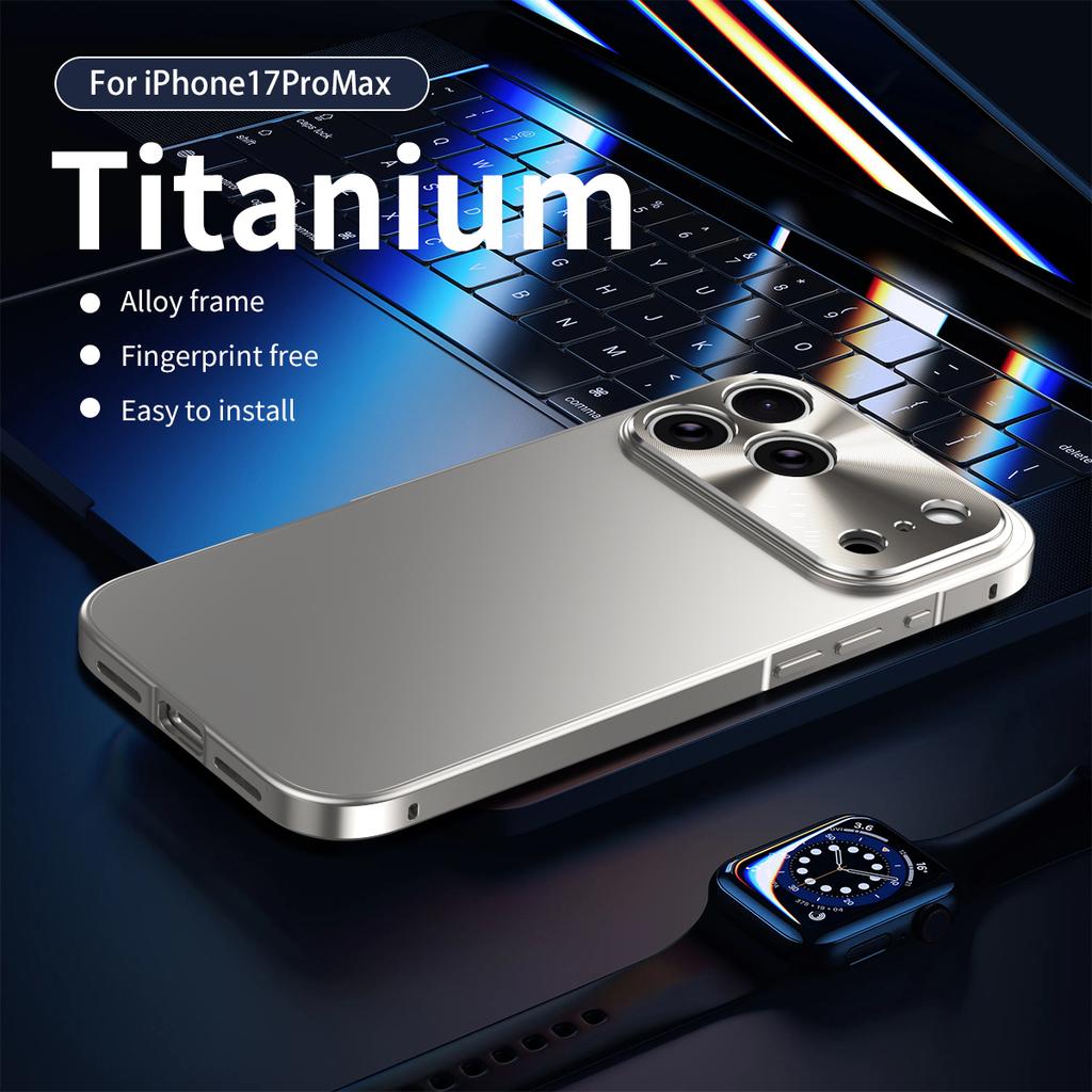 Aluminum Alloy Frame Shockproof PC Frosted Backplate Ultra-Thin Phone Case, for IPhone 17 Pro Max 17 Advanced Protective Cover