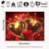 2D Anniversary Backdrop Red Rose and Golden Hearts Romantic Background