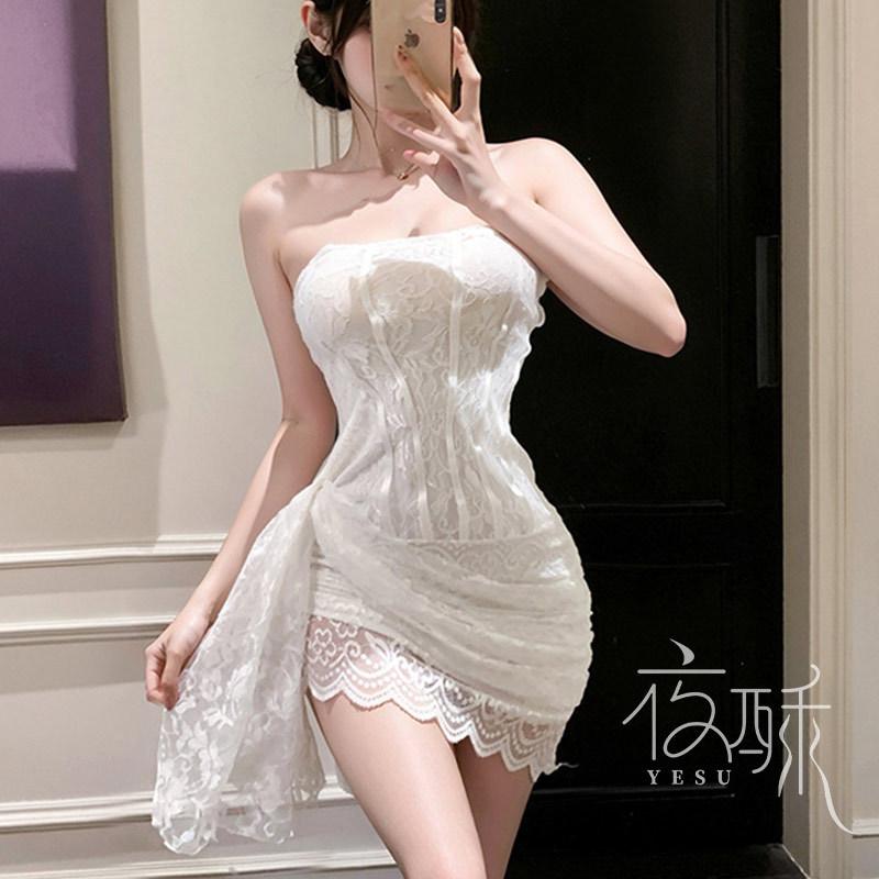 

Large size lace hottie splicing strap tube top dress fishbone slim backless skirt midnight suit women M【 40-60kg 】