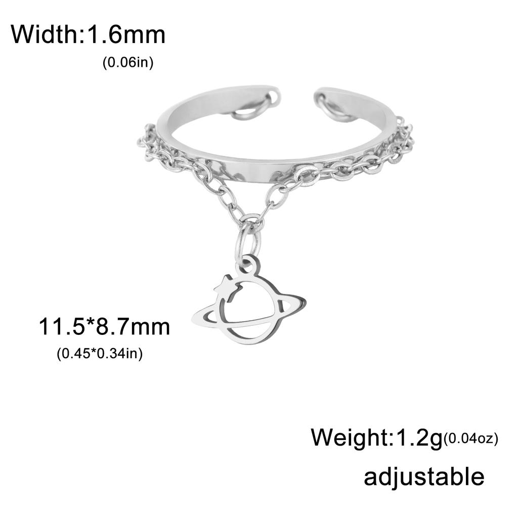 Lemegeton Open Ring for Couple Small Charm Zircon Stainless Steel Chain Accessories Heart Zircon Beauty Fried Dough Twists New